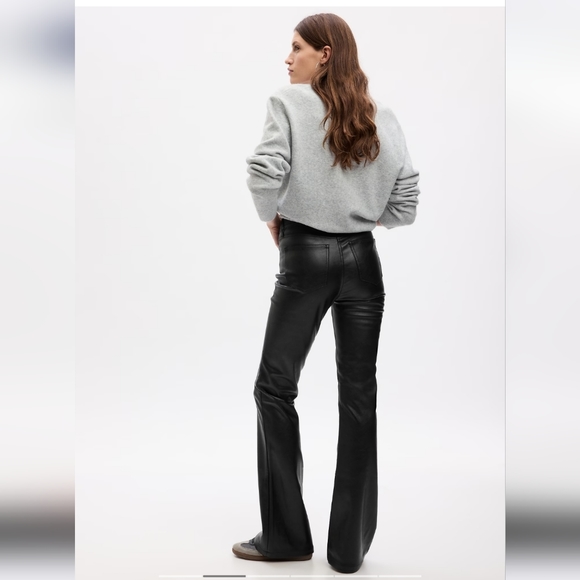 Gap High Rise Vegan Leather 70s Flare Pants, 28R - Picture 2 of 6